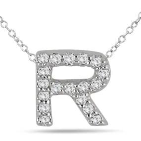 1/6 Carat Tw R Initial Diamond Pendant In 10K White Gold