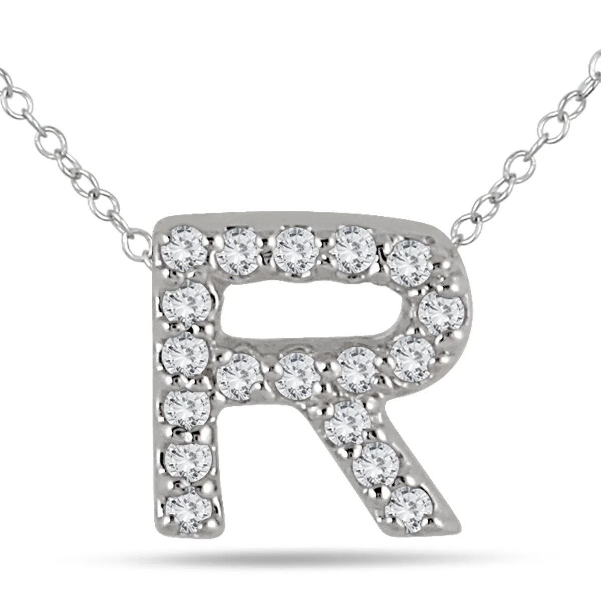 1/6 Carat Tw R Initial Diamond Pendant In 10K White Gold