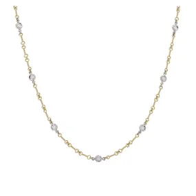 18K GOLD DIAMONDS BY THE INCH 7 STATION DOGBONE NECKLACE