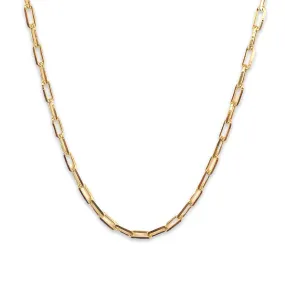 18K Gold Filled Thick Paper Clip 3mm Chain Necklace