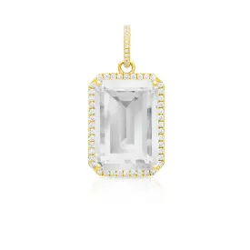 18KT Yellow Gold Diamond Topaz Luxe Jolly Charm Pendant with Diamond Clip on Bail