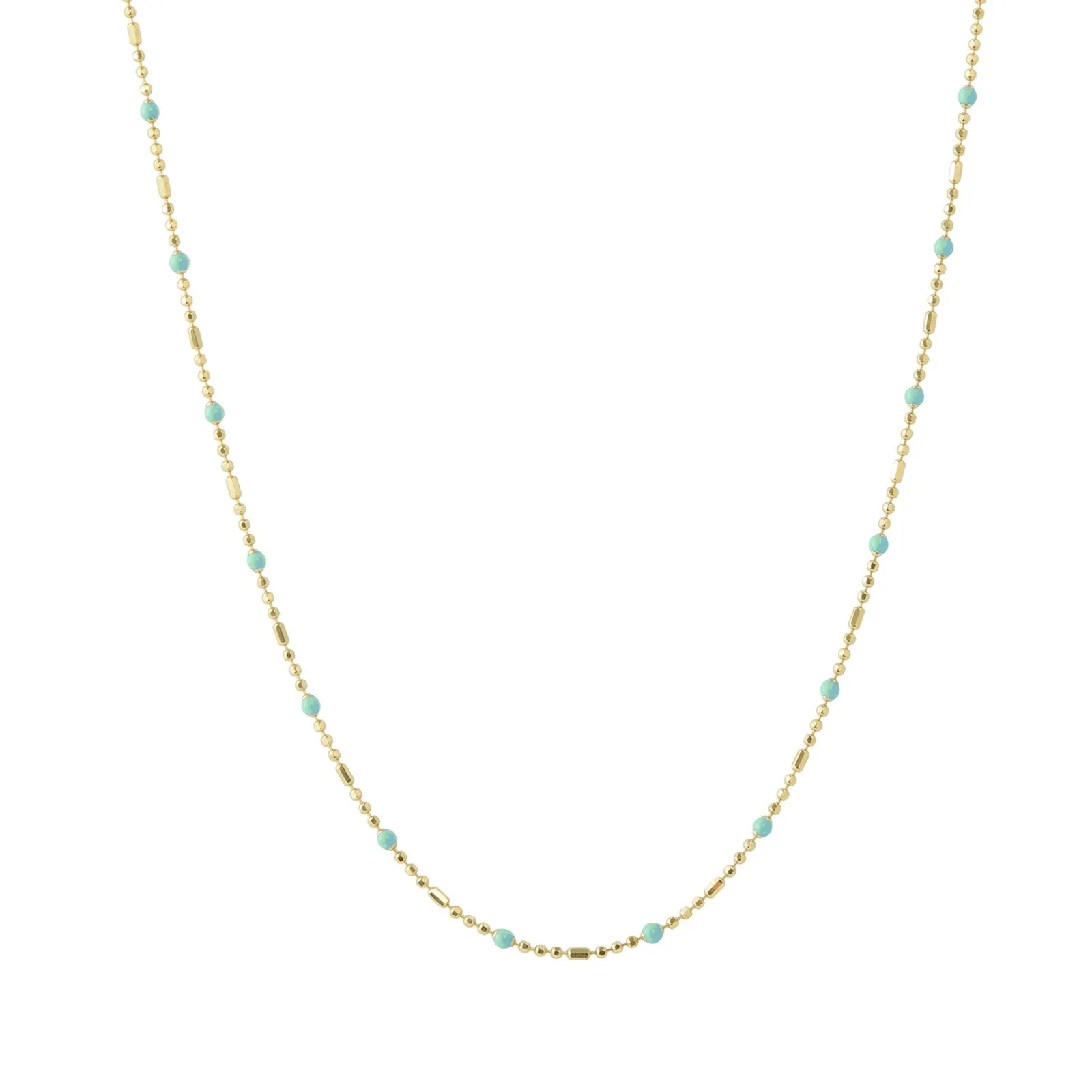 18" Turquoise Dot Ball Chain Necklace