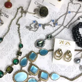 1928 Jewelry $50.00 Value Mystery Jewelry Package One Necklace, One Earring and One Ring