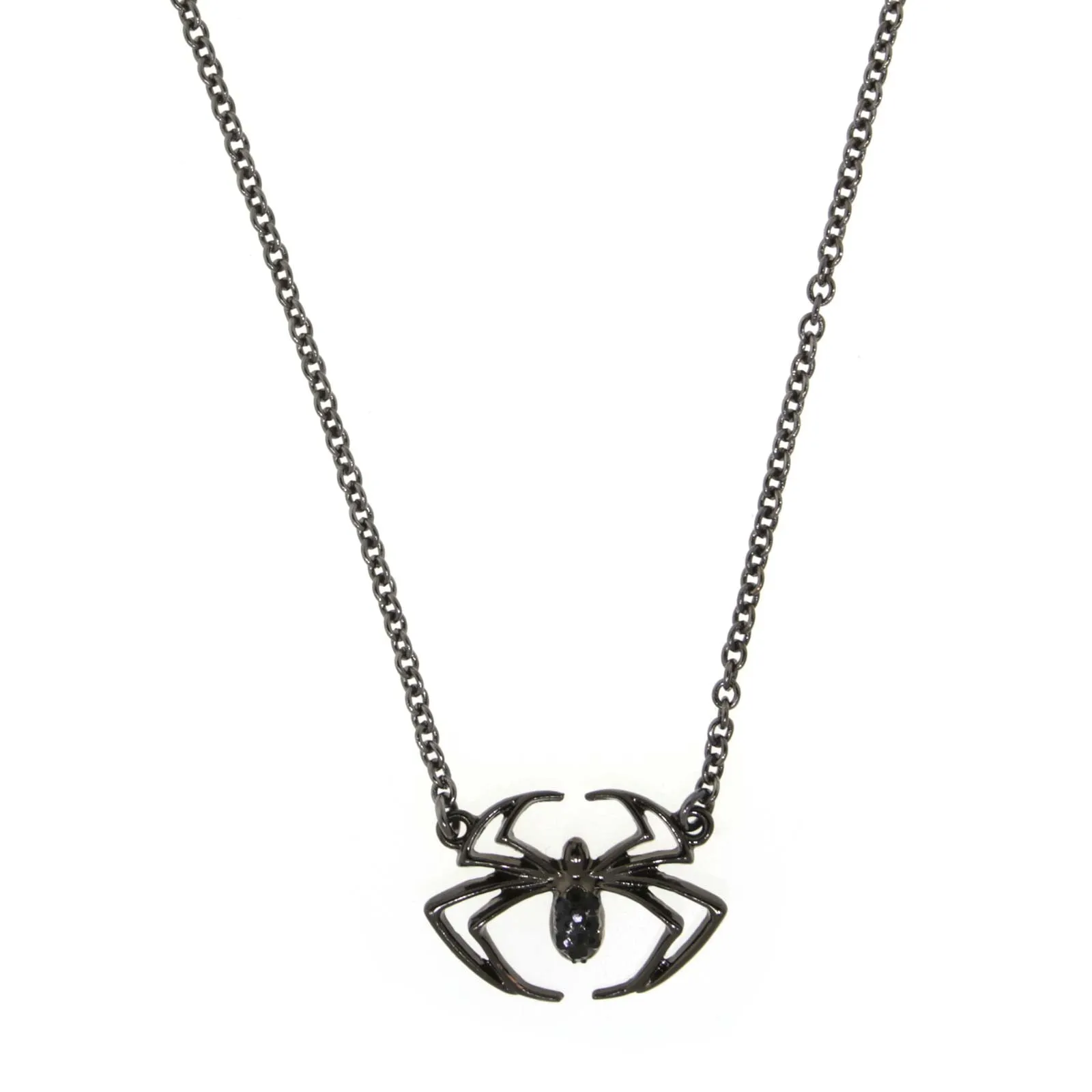 1928 Jewelry Black Spider Pendant Necklace 17"