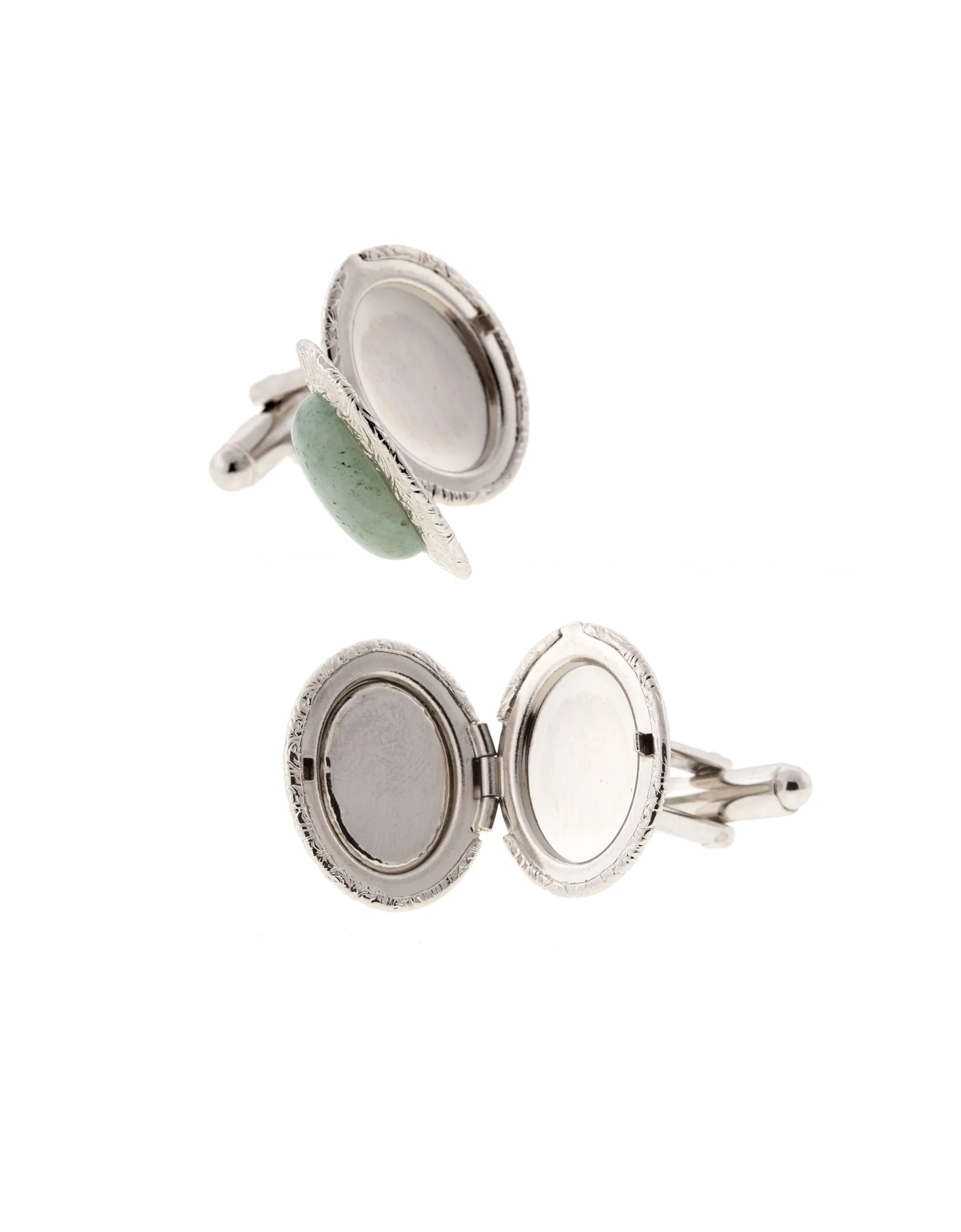 1928 Jewelry Classic Oval Stone Locket Cufflinks