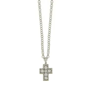 1928 Jewelry Crystal Cross Pendant Necklace 16"   3" Extender