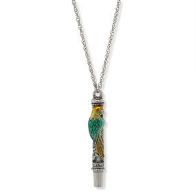 1928 Jewelry&reg; Pewter Green And Yellow Enamle Parrot Whistle Necklace 30"