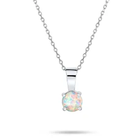 1CT Solitaire Created Opal Pendant Necklace Rose Gold Sterling Silver