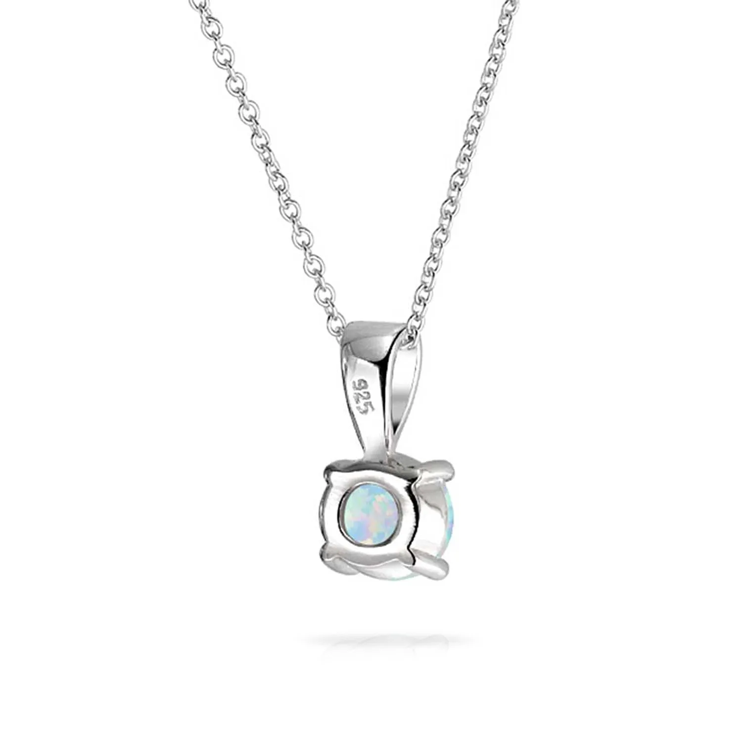 1CT Solitaire Created Opal Pendant Necklace Rose Gold Sterling Silver