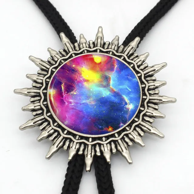 2017 New Arrived Rainbow Colourful Nebula Western Bolo Tie Cowboy Shirt Accessory Galaxy Nebula Glitter Photo Bolo Ties Necklace