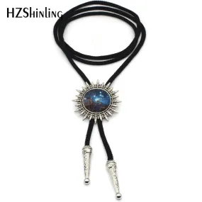 2017 New Arrived Rainbow Colourful Nebula Western Bolo Tie Cowboy Shirt Accessory Galaxy Nebula Glitter Photo Bolo Ties Necklace