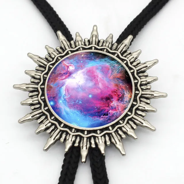 2017 New Arrived Rainbow Colourful Nebula Western Bolo Tie Cowboy Shirt Accessory Galaxy Nebula Glitter Photo Bolo Ties Necklace