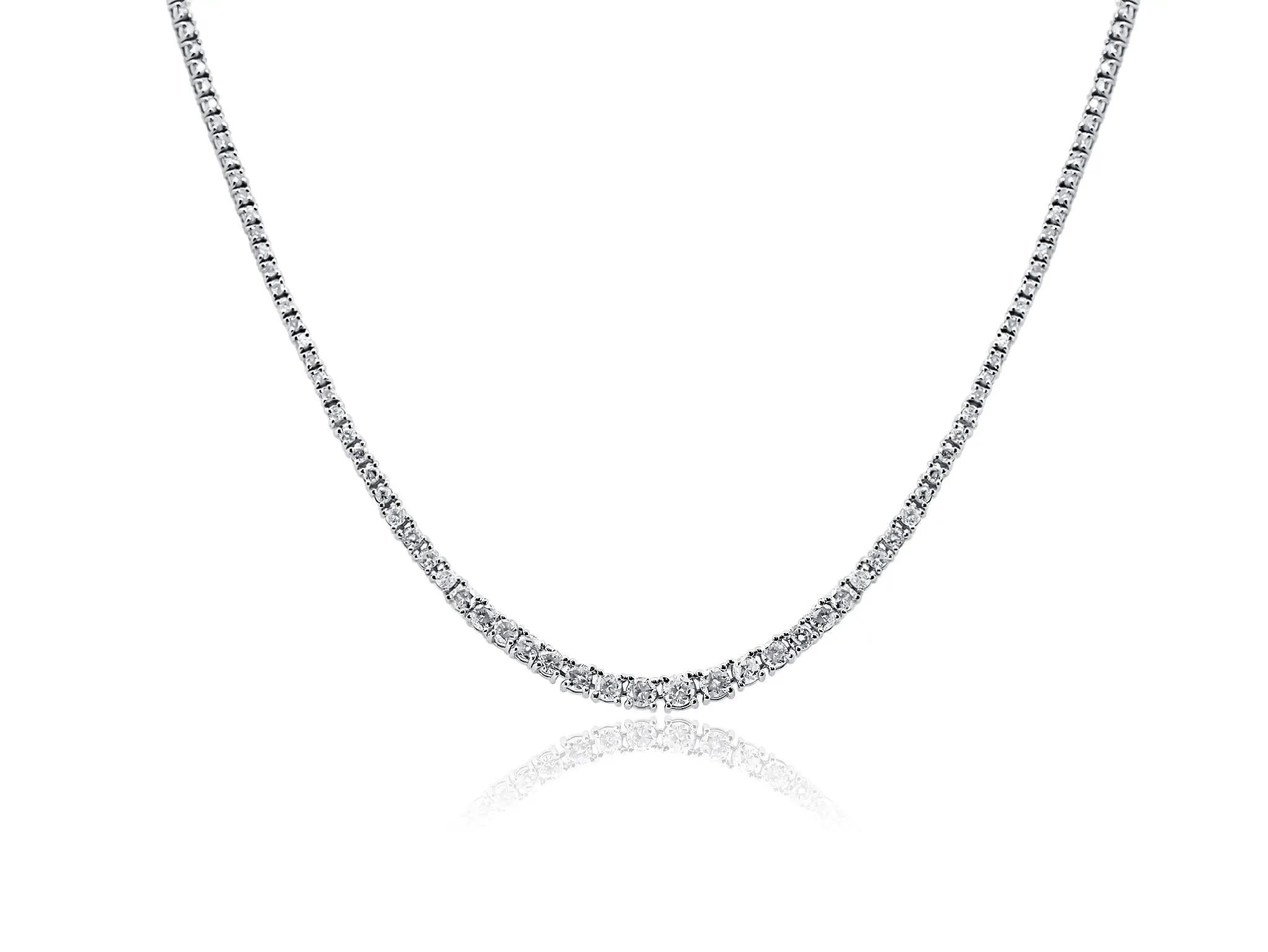 6 Carat Natural Diamond Riviera Graduated Tennis Necklace Platinum 17" 4-Prong