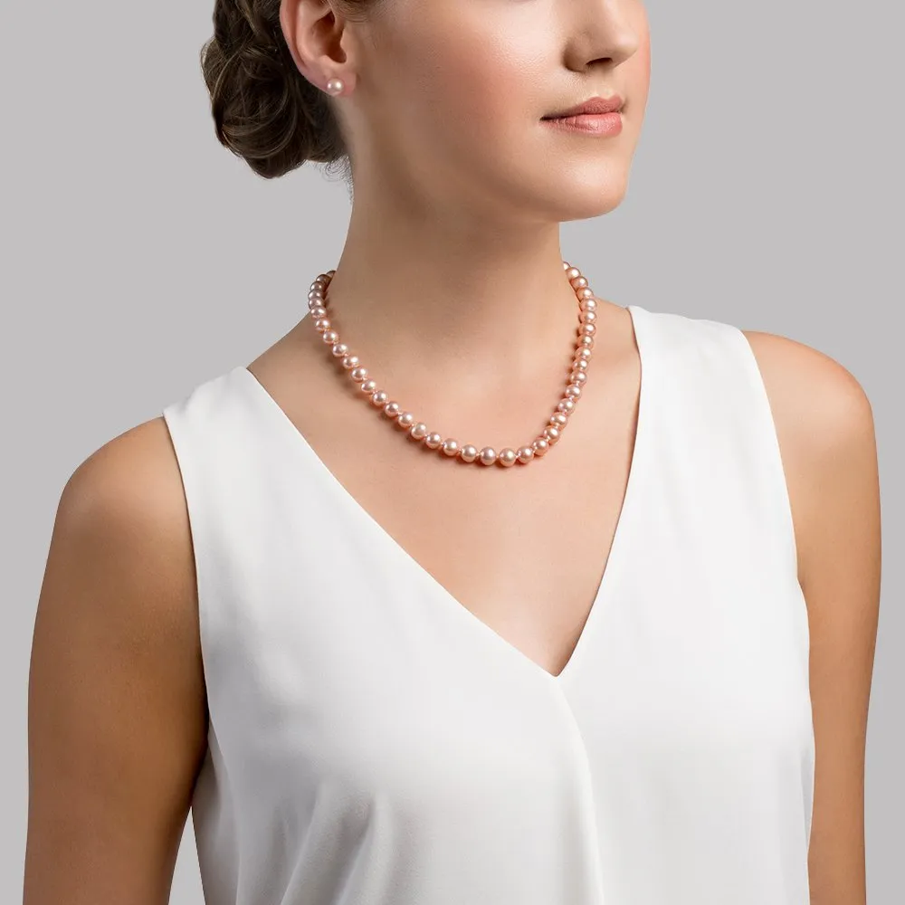 8.0-8.5mm Pink Freshwater Pearl Necklace - AAA Quality