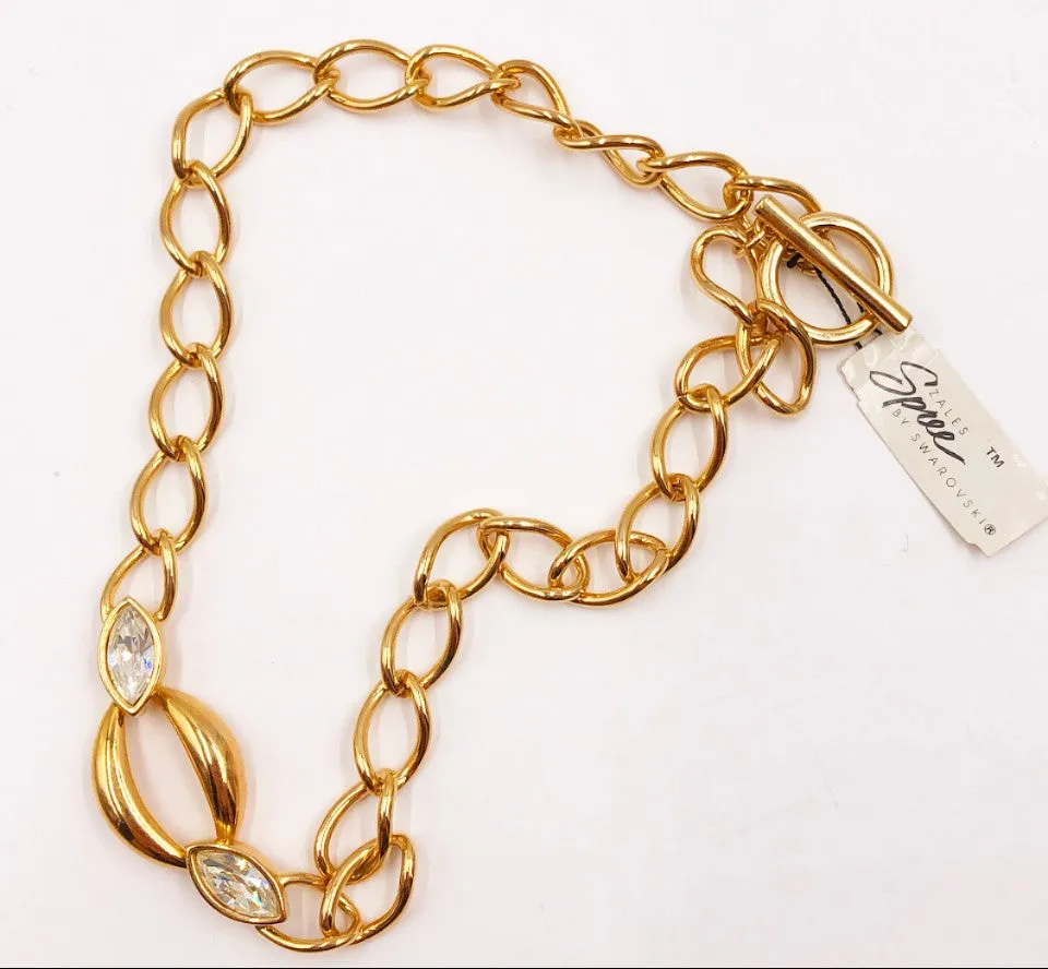 80s sign gold link necklace by ZALES Spree by Swarovski collection.