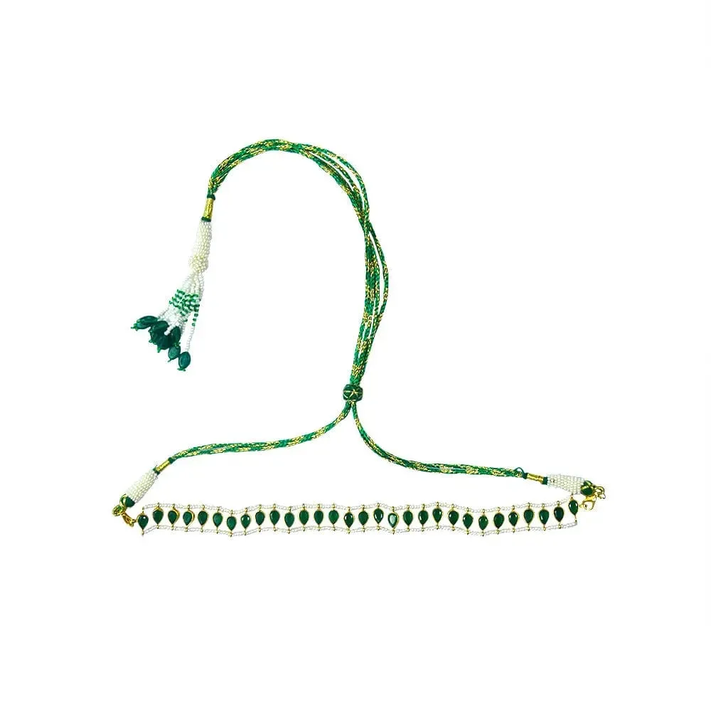 92.5 silver green polki choker