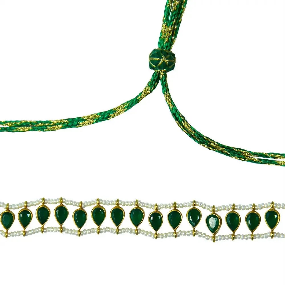 92.5 silver green polki choker