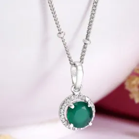 92.5 Silver Green Zircon Loop Necklace