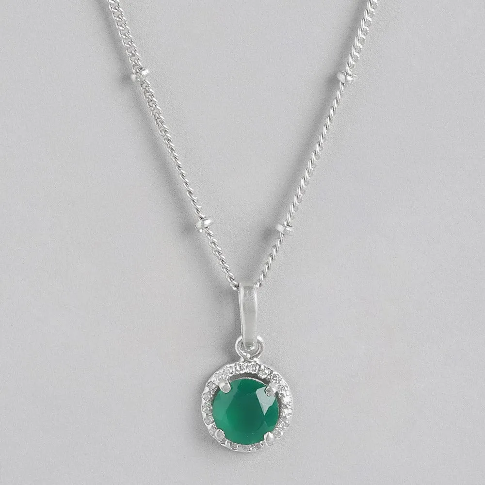 92.5 Silver Green Zircon Loop Necklace