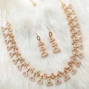 Aamrapali Rose Gold Plated AD Necklace Set