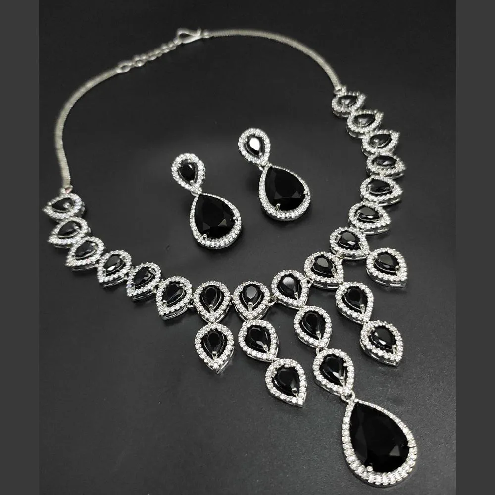 Aamrapali Silver Plated  AD Necklace Set