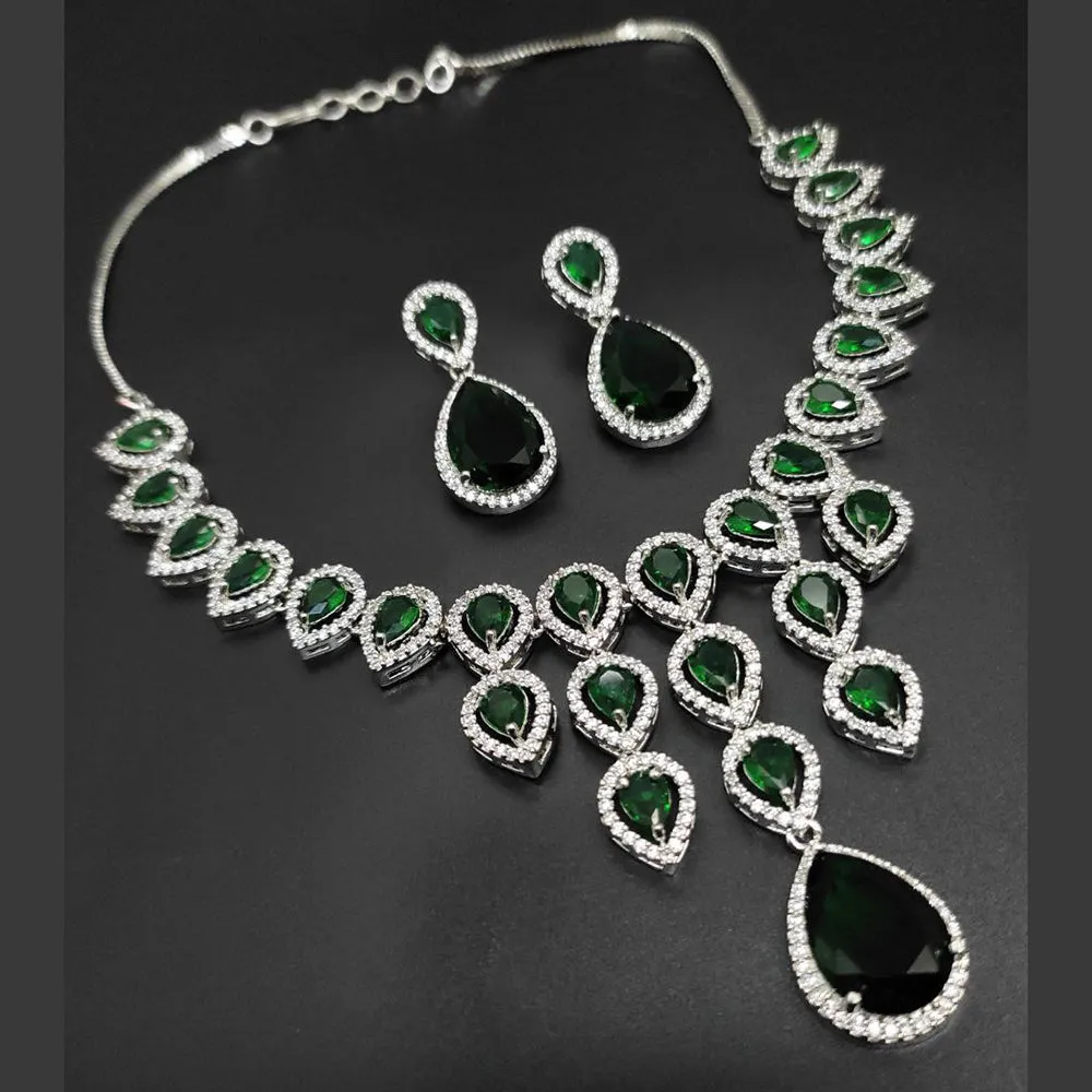 Aamrapali Silver Plated  AD Necklace Set