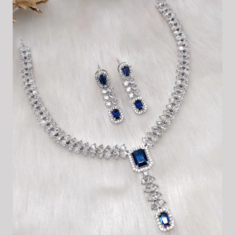 Aamrapali Silver Plated AD Necklace Set