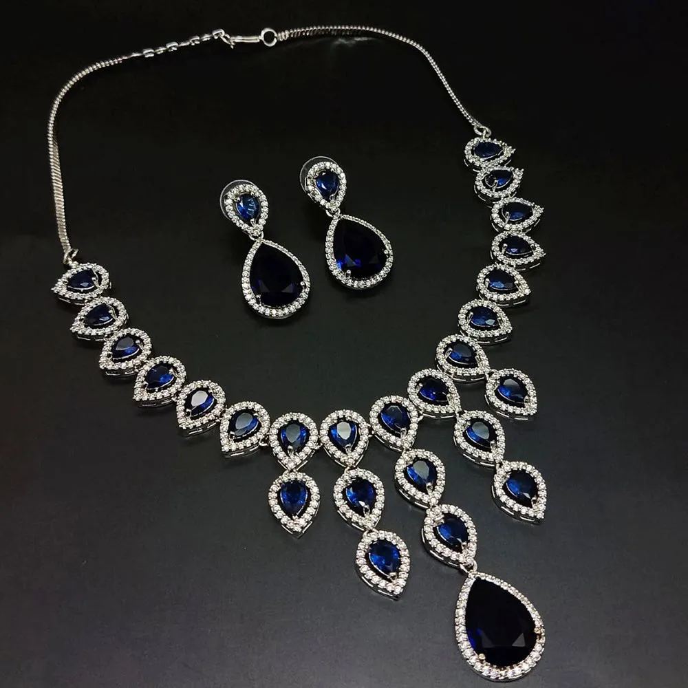 Aamrapali Silver Plated  AD Necklace Set