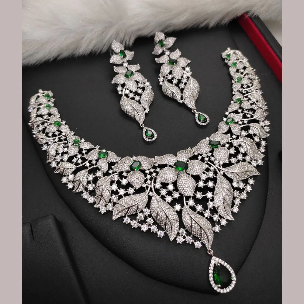 Aamrapali Silver Plated AD Necklace Set