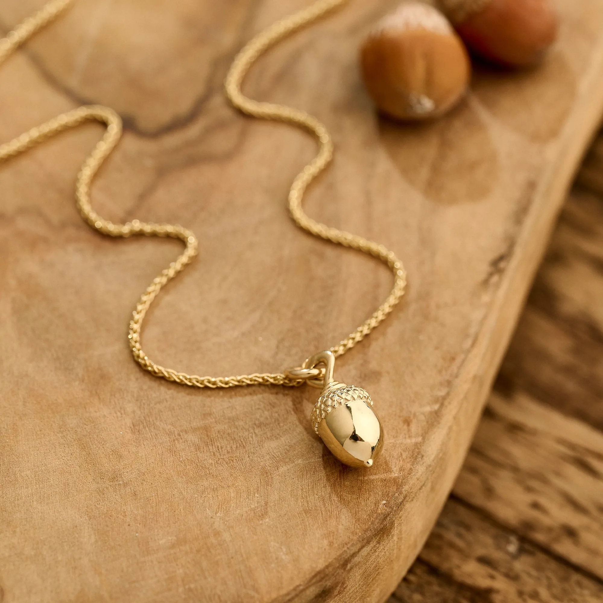 Acorn Solid Gold Necklace