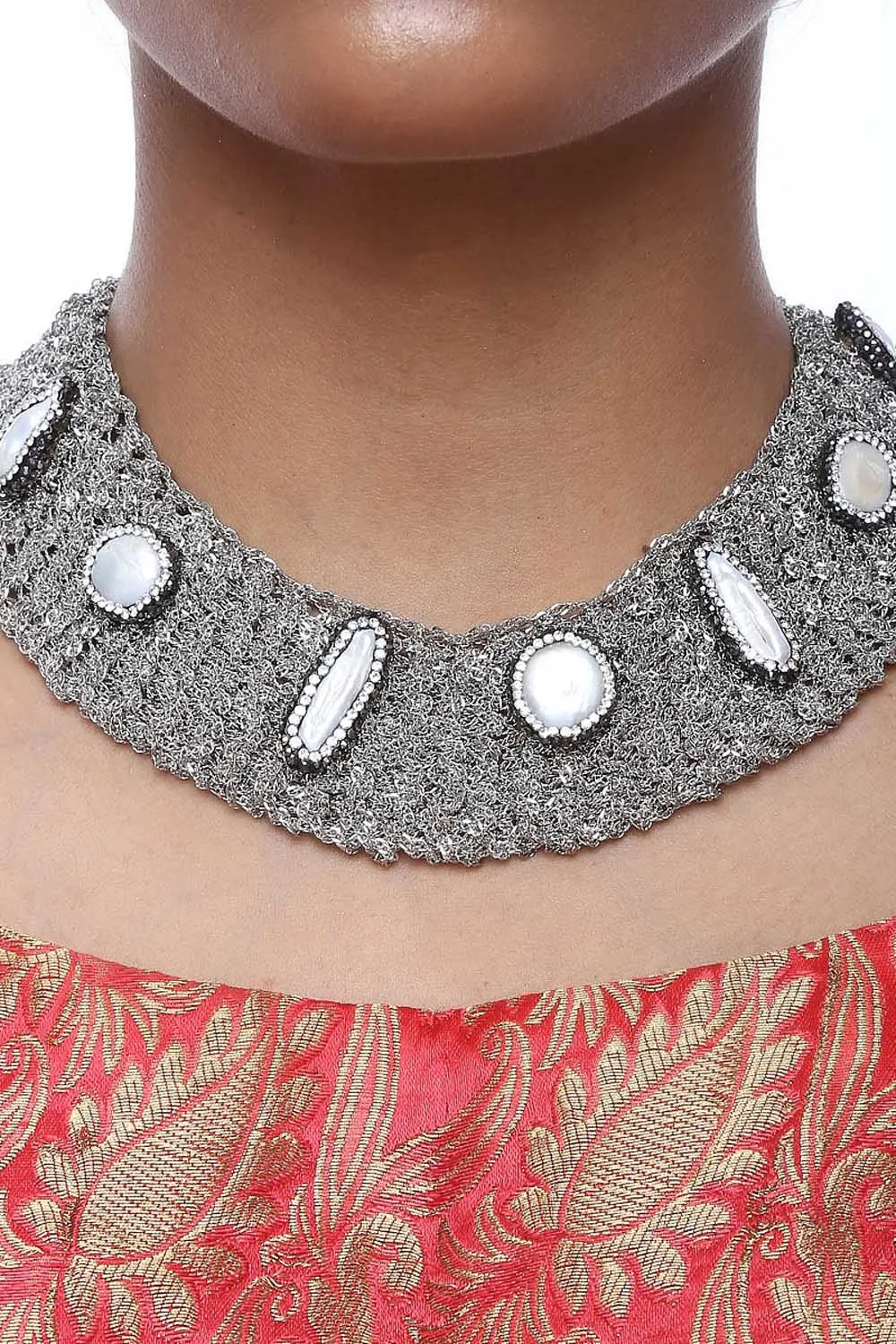 Alloy Bead Necklaces in Silver