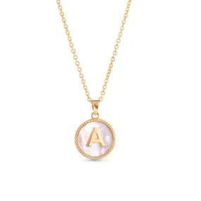 AMANDA BLU - GOLD MOTHER OF PEARL INITIAL NECKLACE - A - 18K GOLD DIPPED