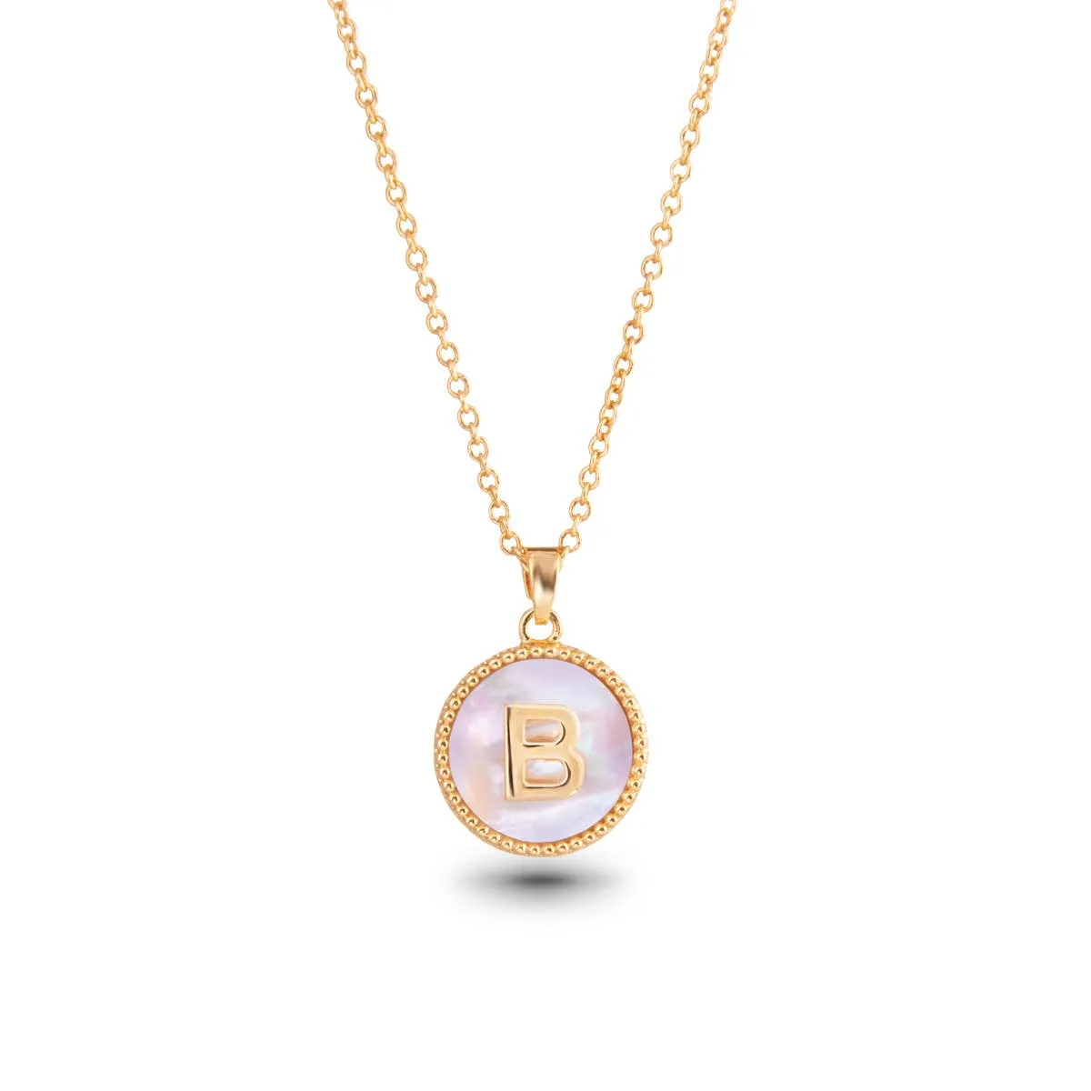 AMANDA BLU - GOLD MOTHER OF PEARL INITIAL NECKLACE - B - 18K GOLD DIPPED