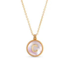 AMANDA BLU - GOLD MOTHER OF PEARL INITIAL NECKLACE - C - 18K GOLD DIPPED