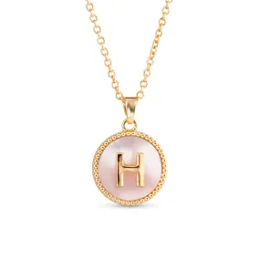 AMANDA BLU - GOLD MOTHER OF PEARL INITIAL NECKLACE - H - 18K GOLD DIPPED