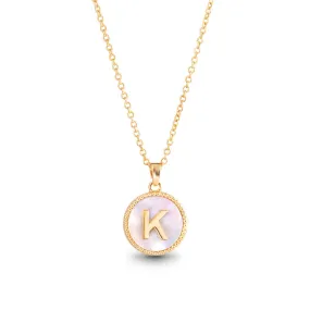 AMANDA BLU - GOLD MOTHER OF PEARL INITIAL NECKLACE - K - 18K GOLD DIPPED