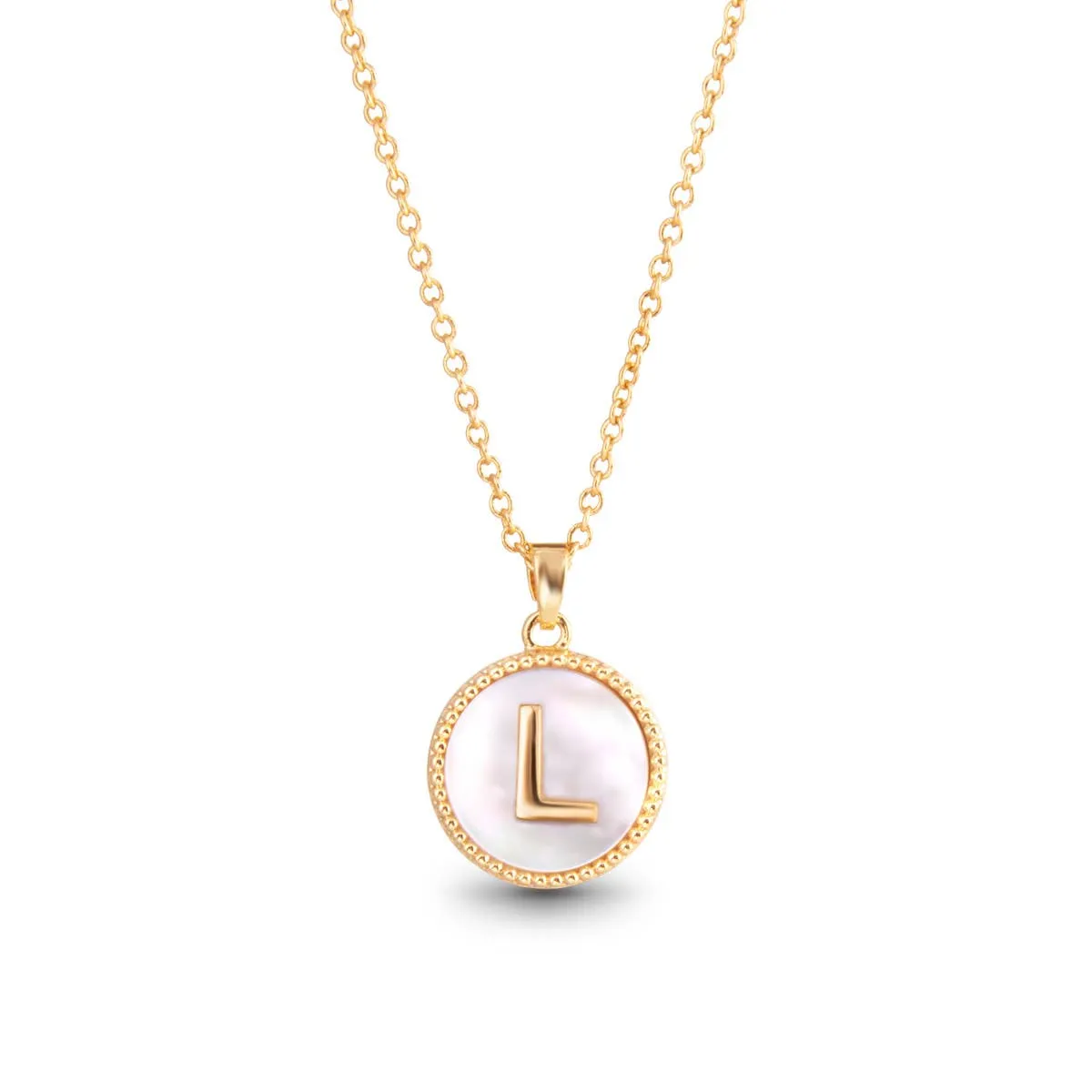 AMANDA BLU - GOLD MOTHER OF PEARL INITIAL NECKLACE - L - 18K GOLD DIPPED