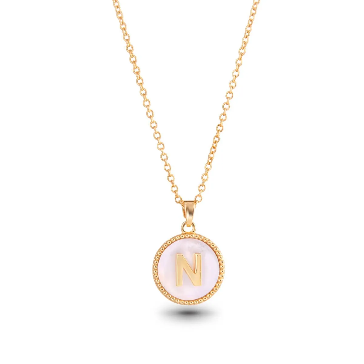 AMANDA BLU - GOLD MOTHER OF PEARL INITIAL NECKLACE - N - 18K GOLD DIPPED