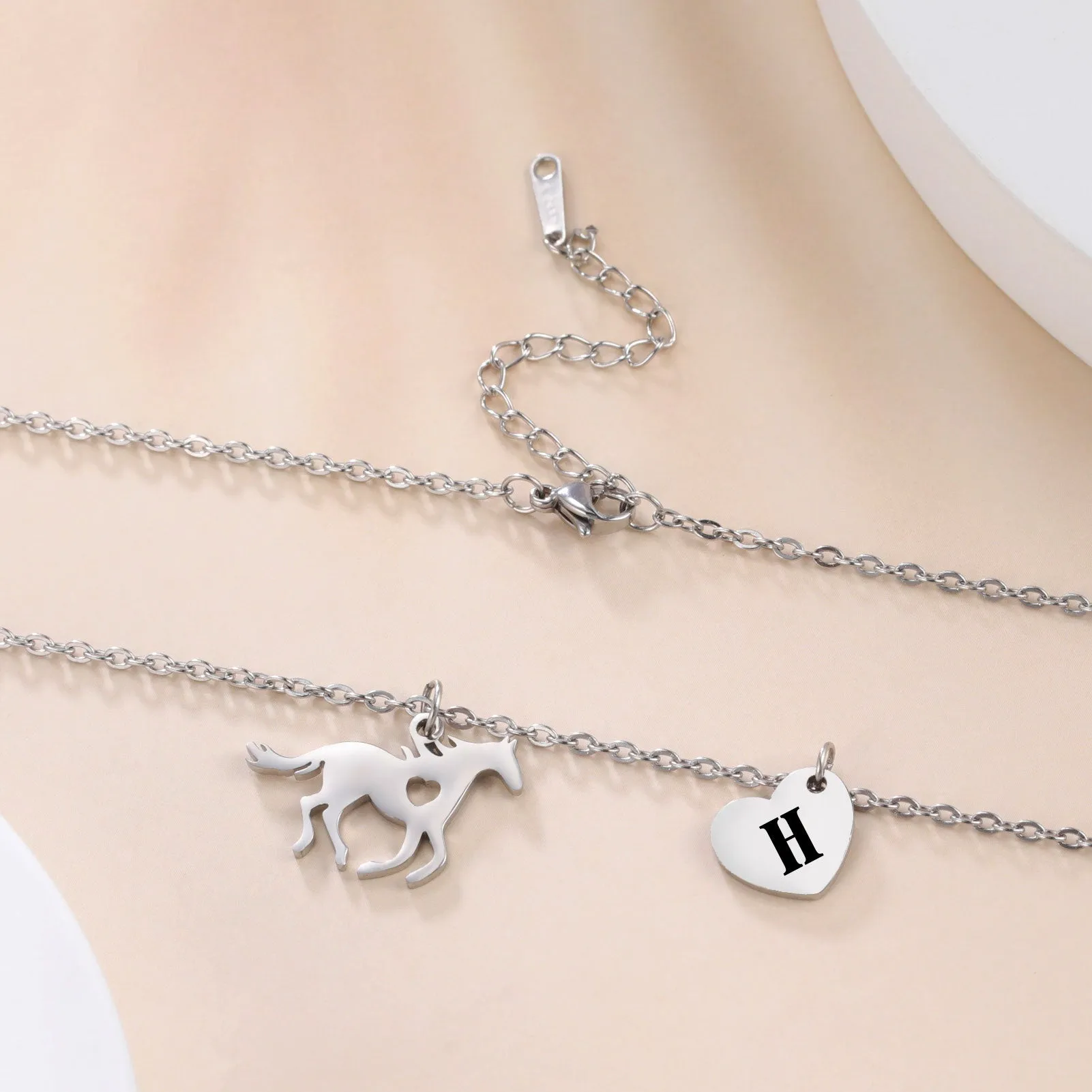 Amazing Horse Heart Initial Necklaces