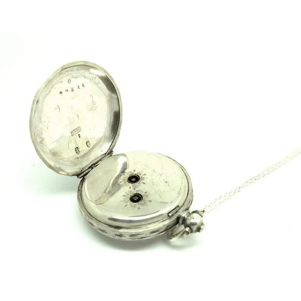 Antique Victorian Swiss Sterling Silver Pocket Watch