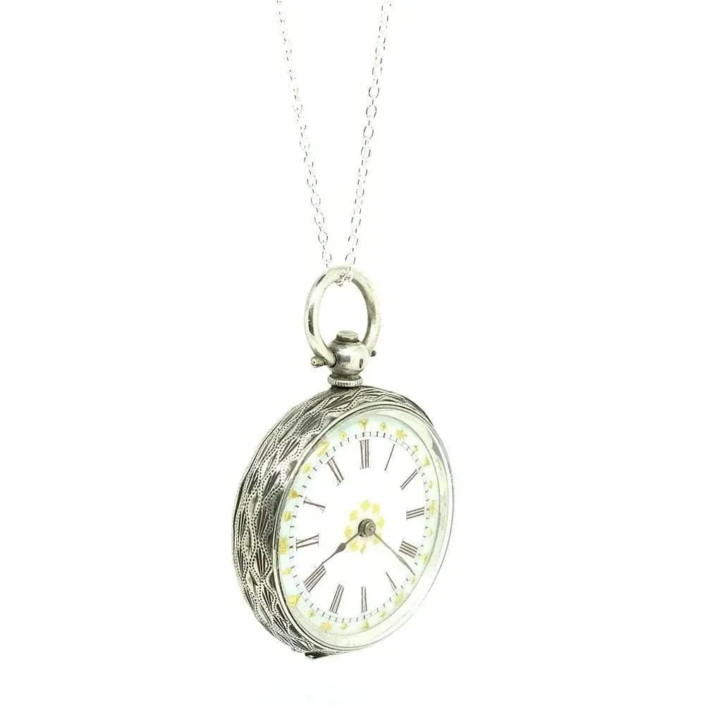 Antique Victorian Swiss Sterling Silver Pocket Watch