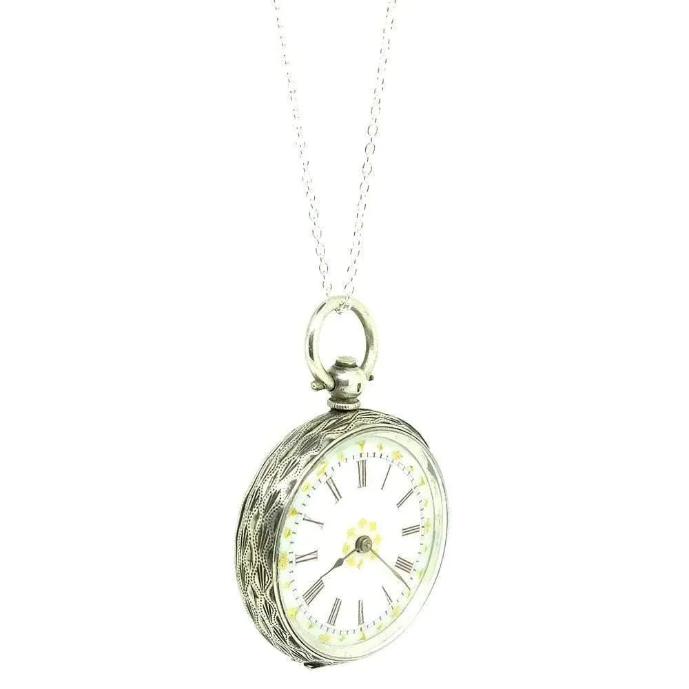 Antique Victorian Swiss Sterling Silver Pocket Watch