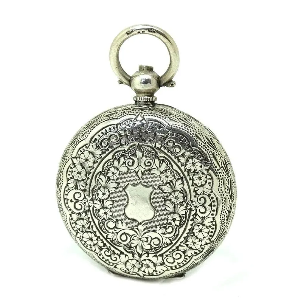 Antique Victorian Swiss Sterling Silver Pocket Watch