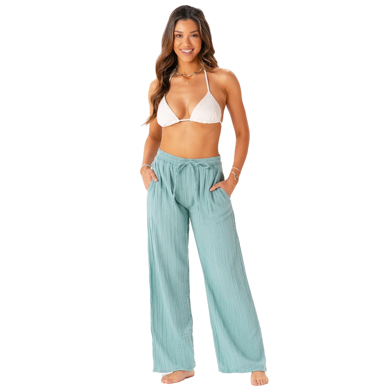 Aqua Cotton Cabana Pants