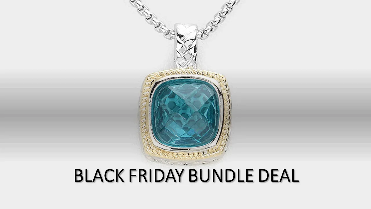 Aqua Square CZ Pendant Necklace- M H W ACCESSORIES