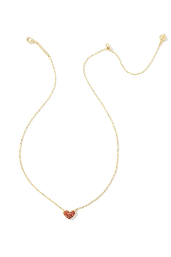 Ari Pave Crystal Heart Necklace - Gold Red Crystal | Kendra Scott