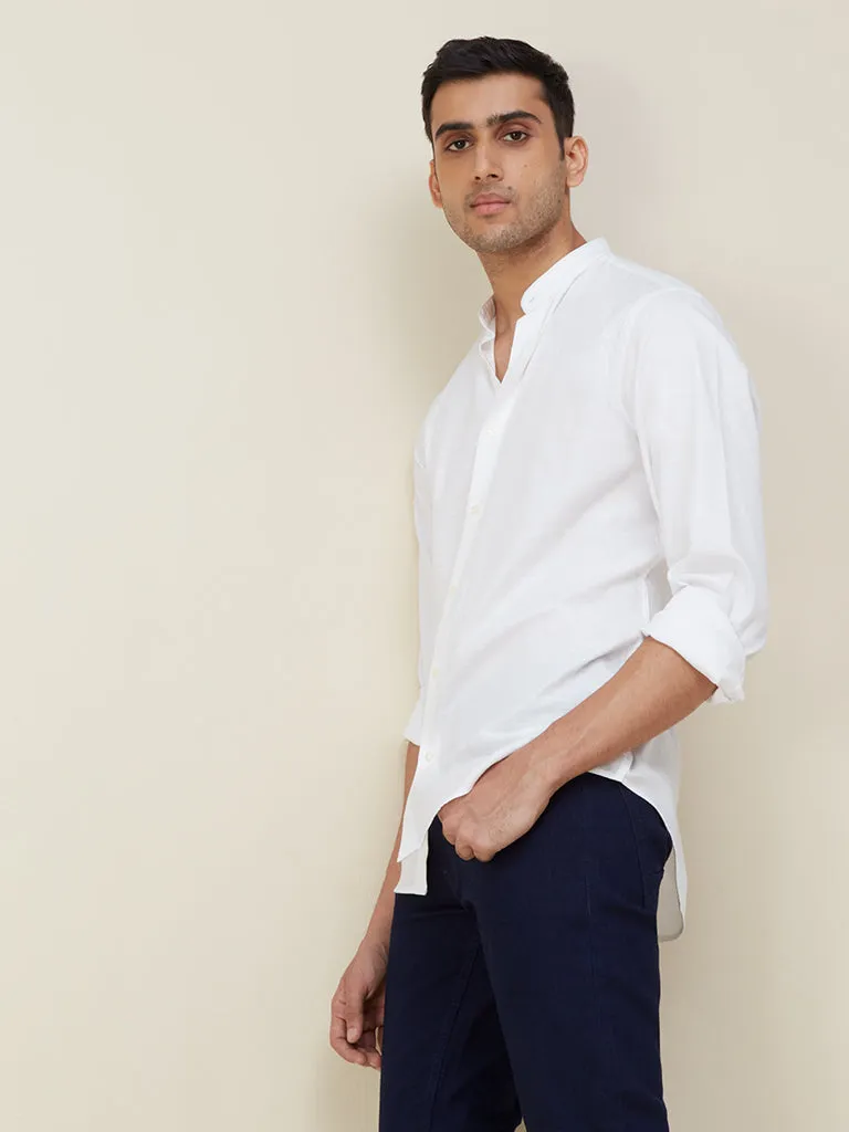 Ascot White Cotton Relaxed Fit Shirt