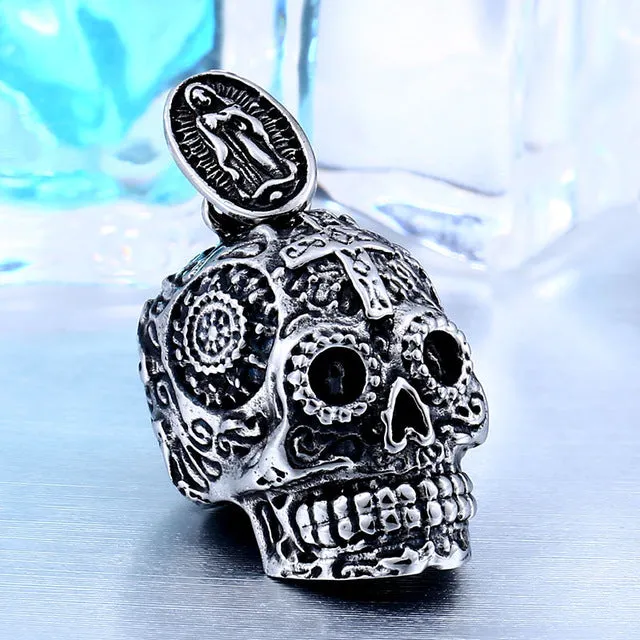 BEIER Cool Men's Gothic Carving Pendant Necklace  Stainless Steel High Quality Detail Biker Skull Jewelry  for man BP8-256