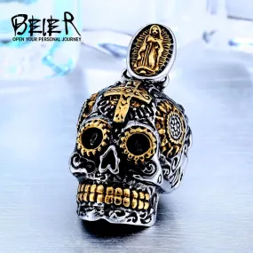 BEIER Cool Men's Gothic Carving Pendant Necklace  Stainless Steel High Quality Detail Biker Skull Jewelry  for man BP8-256