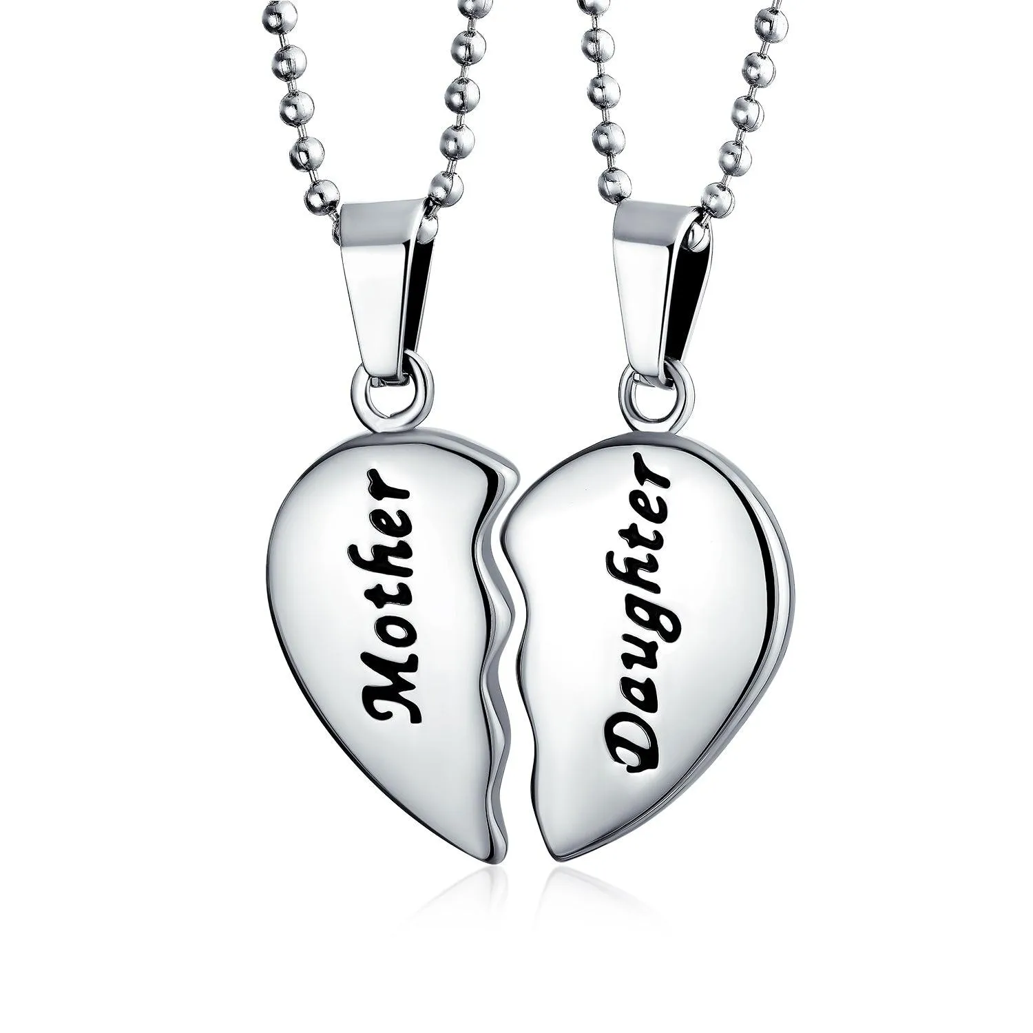 Best Friend Split Broken Heart Break Apart Stainless Steel Necklace